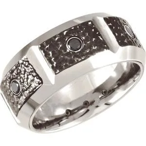 Black PVD Cobalt 1/4 CTW Black Diamond 10 mm Band Size 12