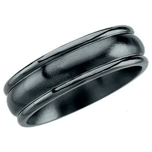Black Titanium 7.5 mm Grooved Band Size 11.5
