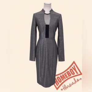 Blackhalo Gray Long Sleeve Dress with Mesh Detail size 2
