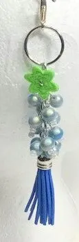 Blue beaded handbag charm, key fob, purse charm, zipper pull, handmade beaded keyring charm, the blue grapes charm