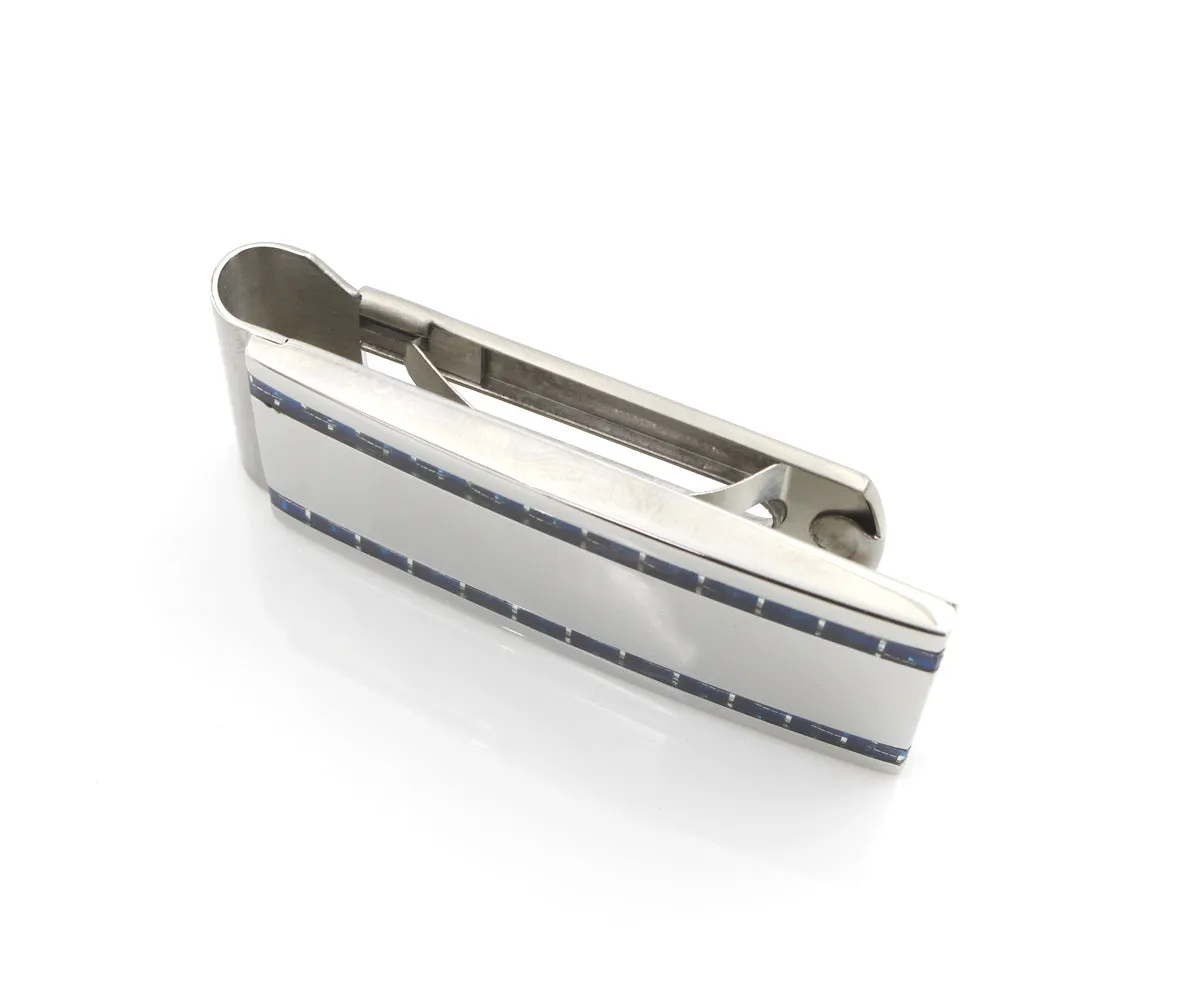 Blue Carbon Fiber Accented Money Clip