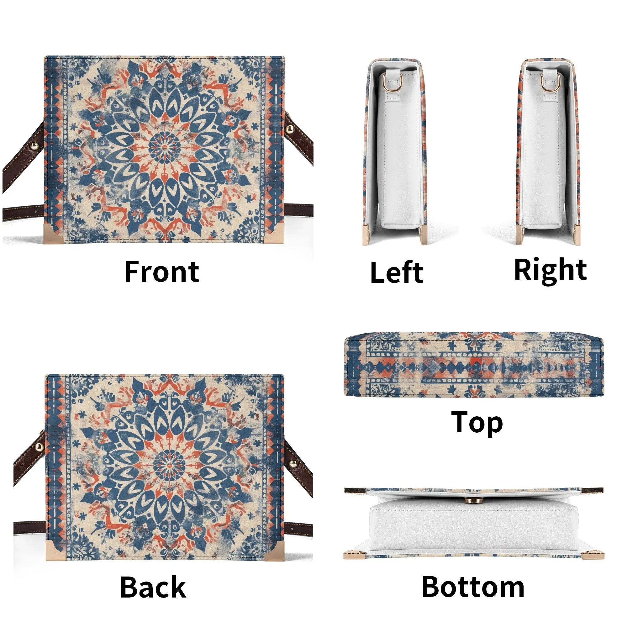 Boho Mandala Bible Cover Purse – Blue & Coral Design Crossbody Bag