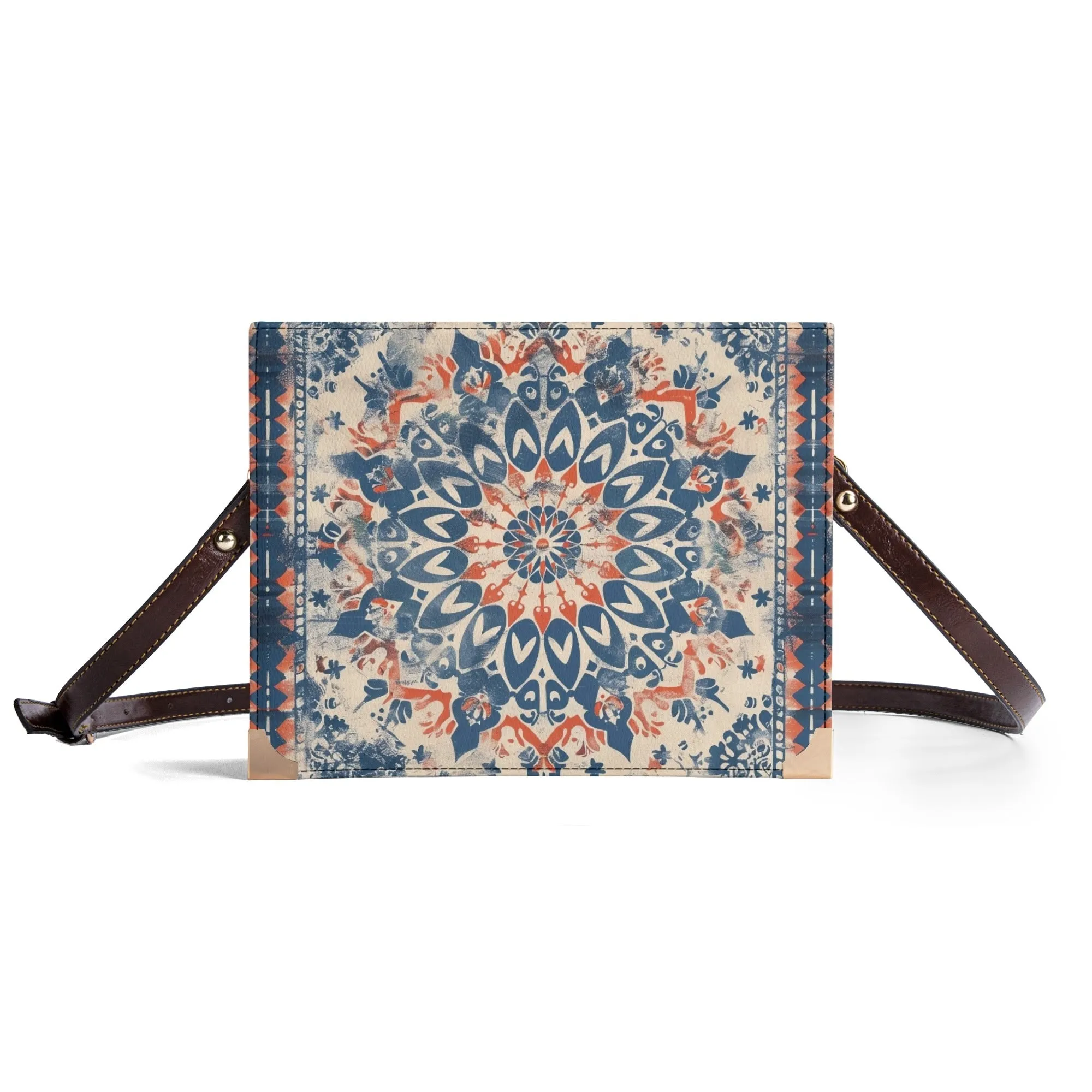 Boho Mandala Bible Cover Purse – Blue & Coral Design Crossbody Bag