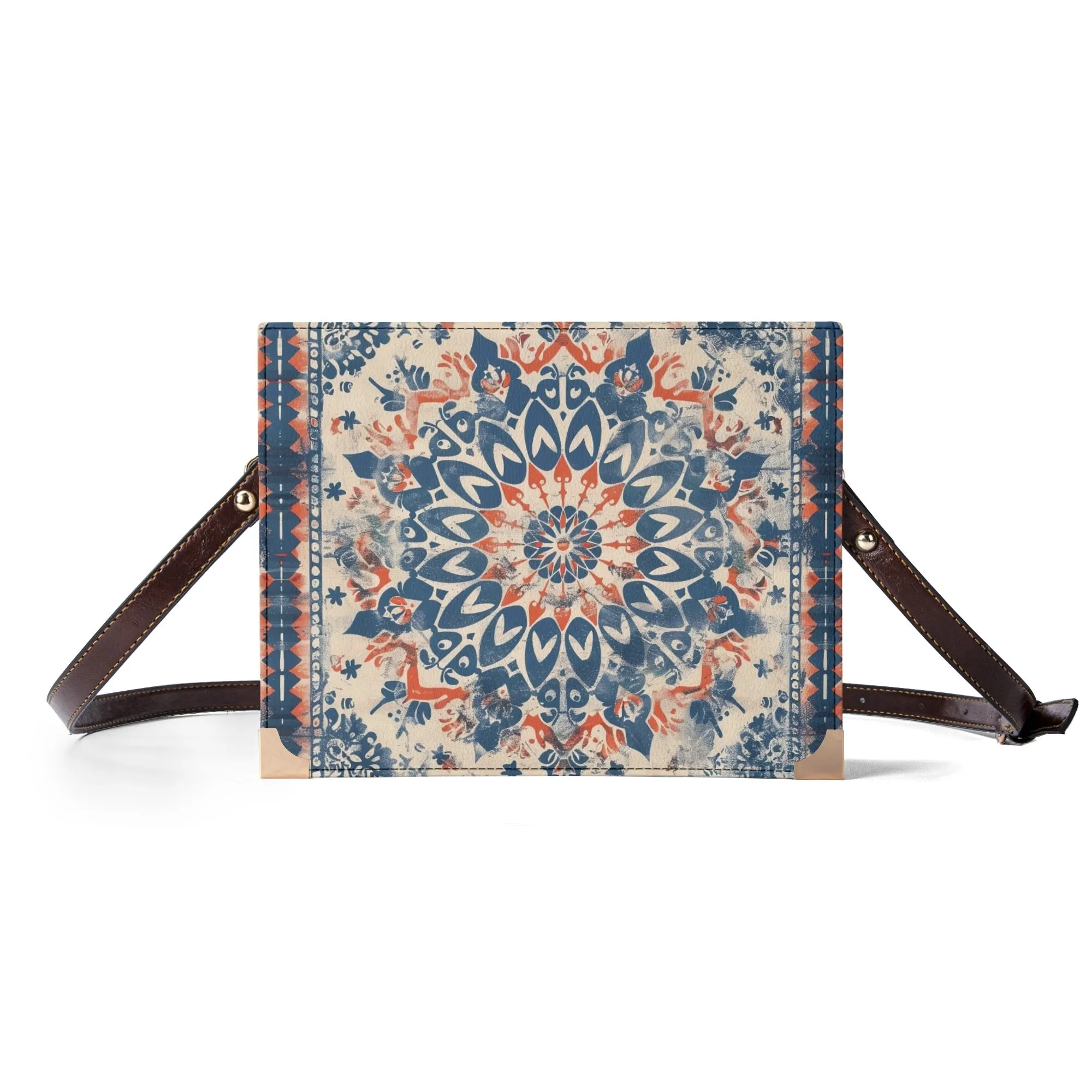 Boho Mandala Bible Cover Purse – Blue & Coral Design Crossbody Bag