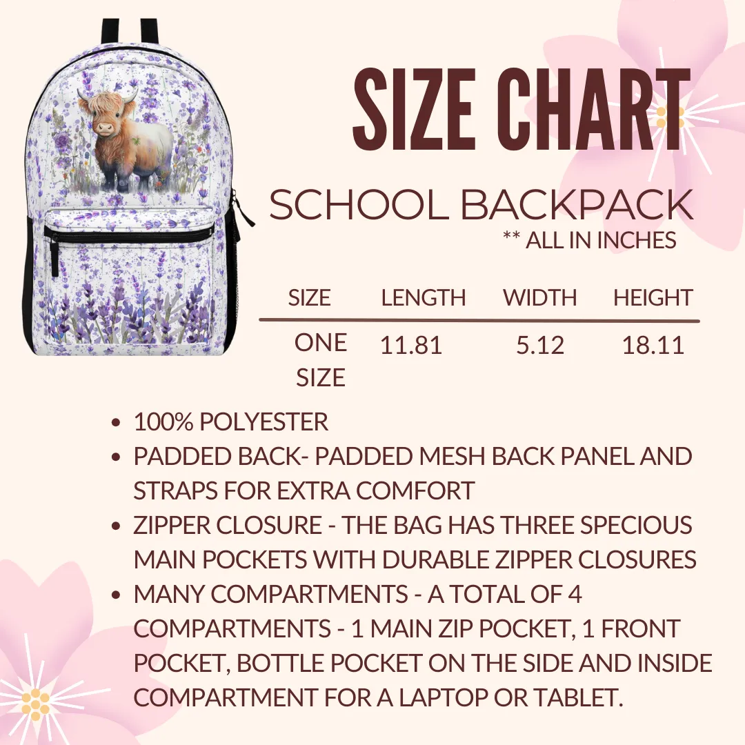 Book Lovers Backpack for School With Tablet Compartment inside Waterproof Padded back Gift for Wildflowers Lovers,