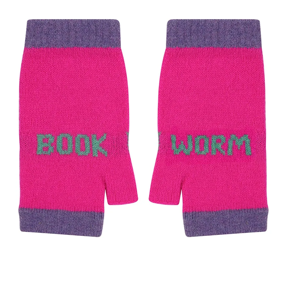 Book Worm Mittens in Neon Pink with Mojito & Violet