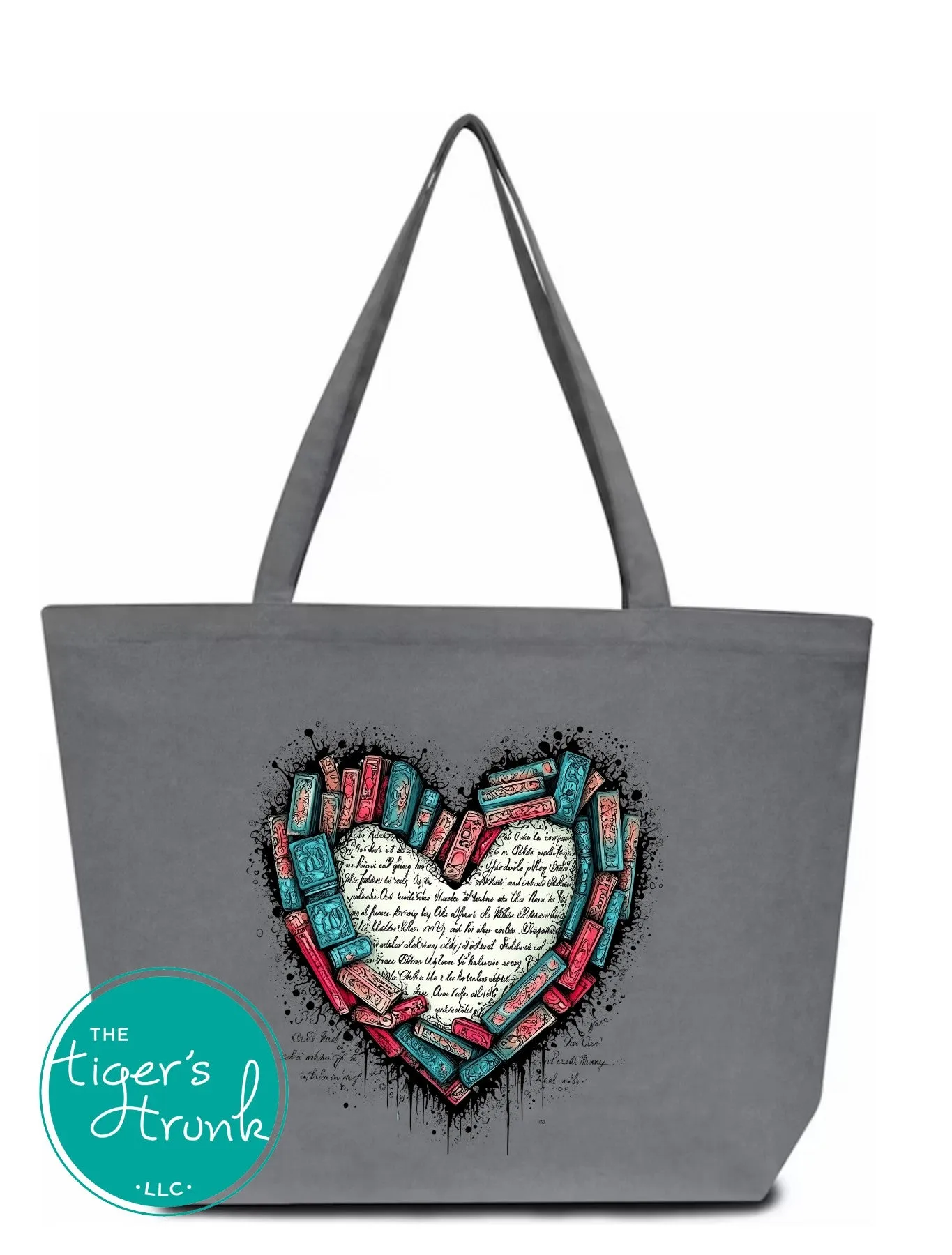 Books Heart Exapndable Tote Bag
