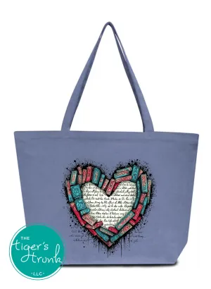 Books Heart Exapndable Tote Bag