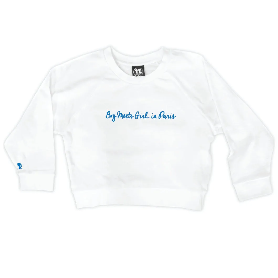 Boy Meets Girl® in Paris White Crop Sweatshirt