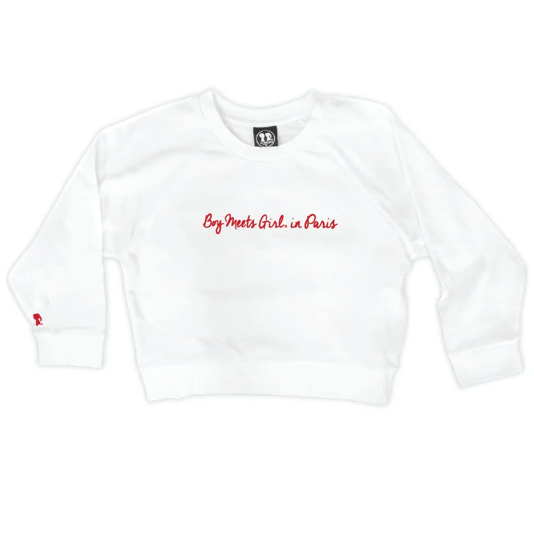 Boy Meets Girl® in Paris White Crop Sweatshirt