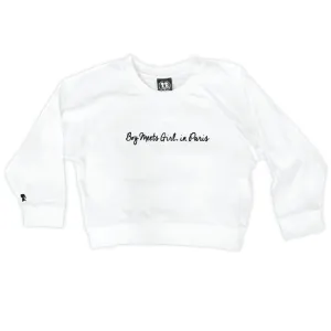 Boy Meets Girl® in Paris White Crop Sweatshirt
