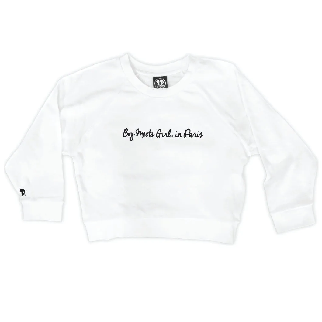 Boy Meets Girl® in Paris White Crop Sweatshirt