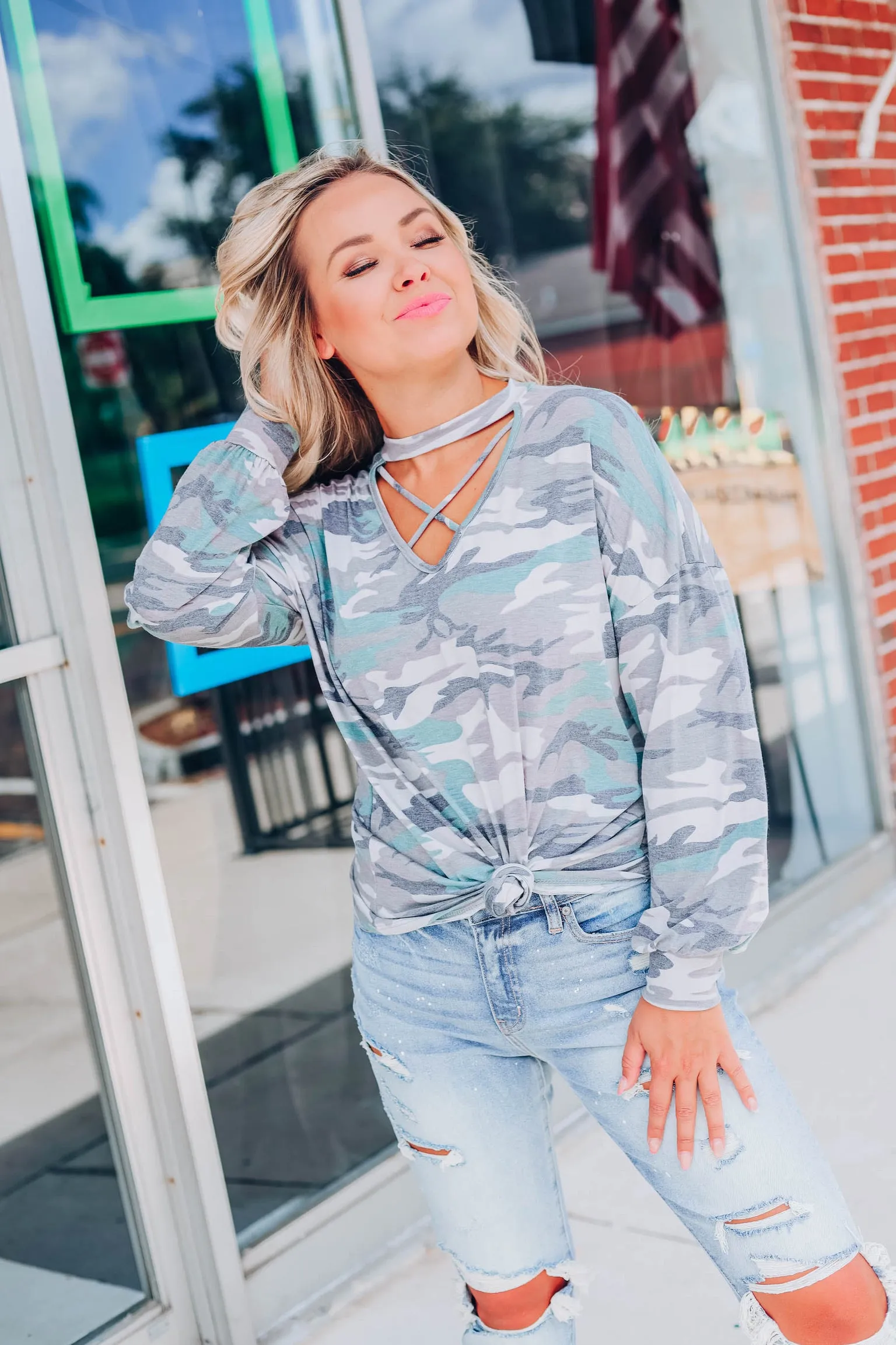Bring On The Camo Top S-3X - 0live