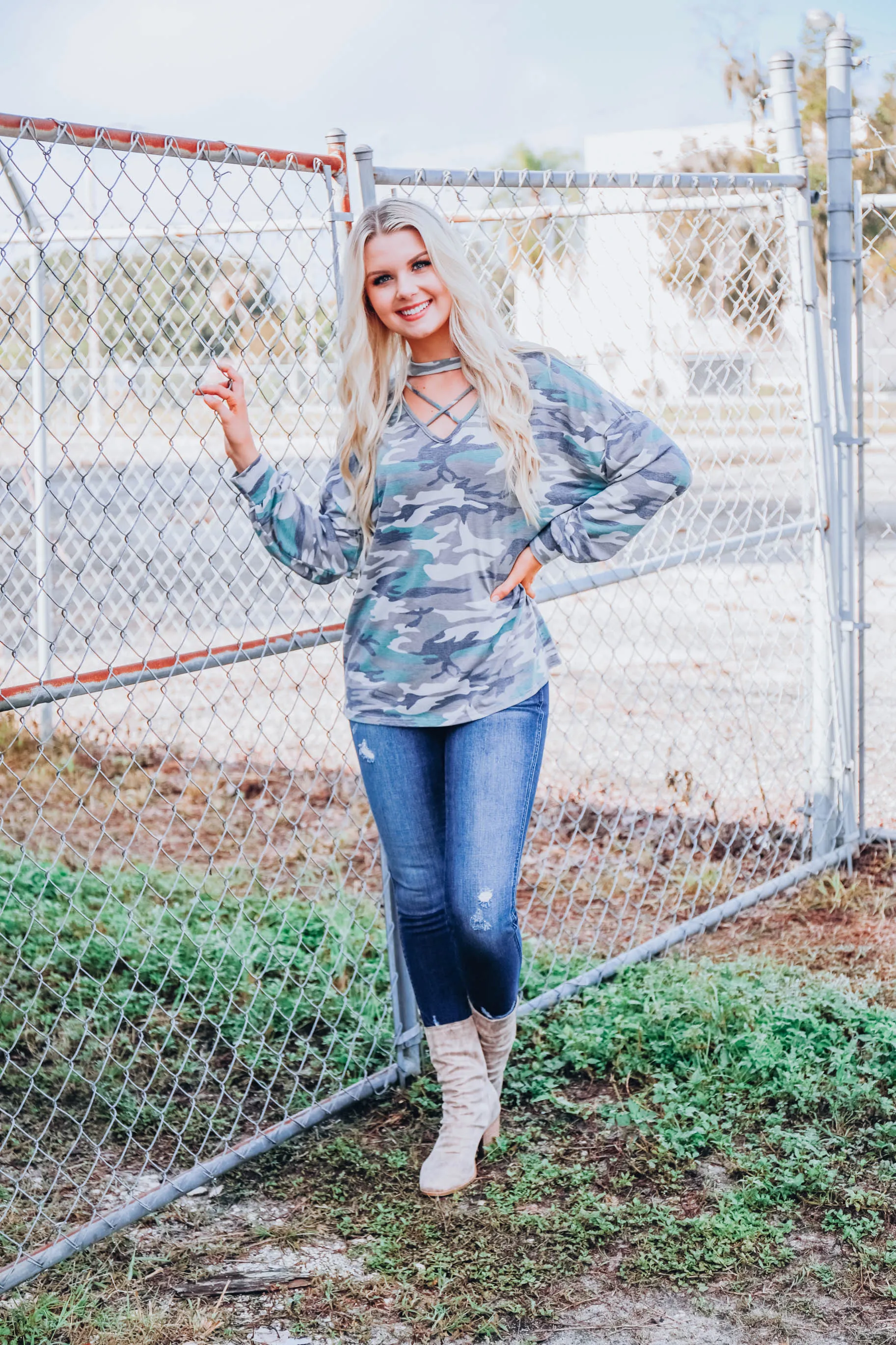 Bring On The Camo Top S-3X - 0live