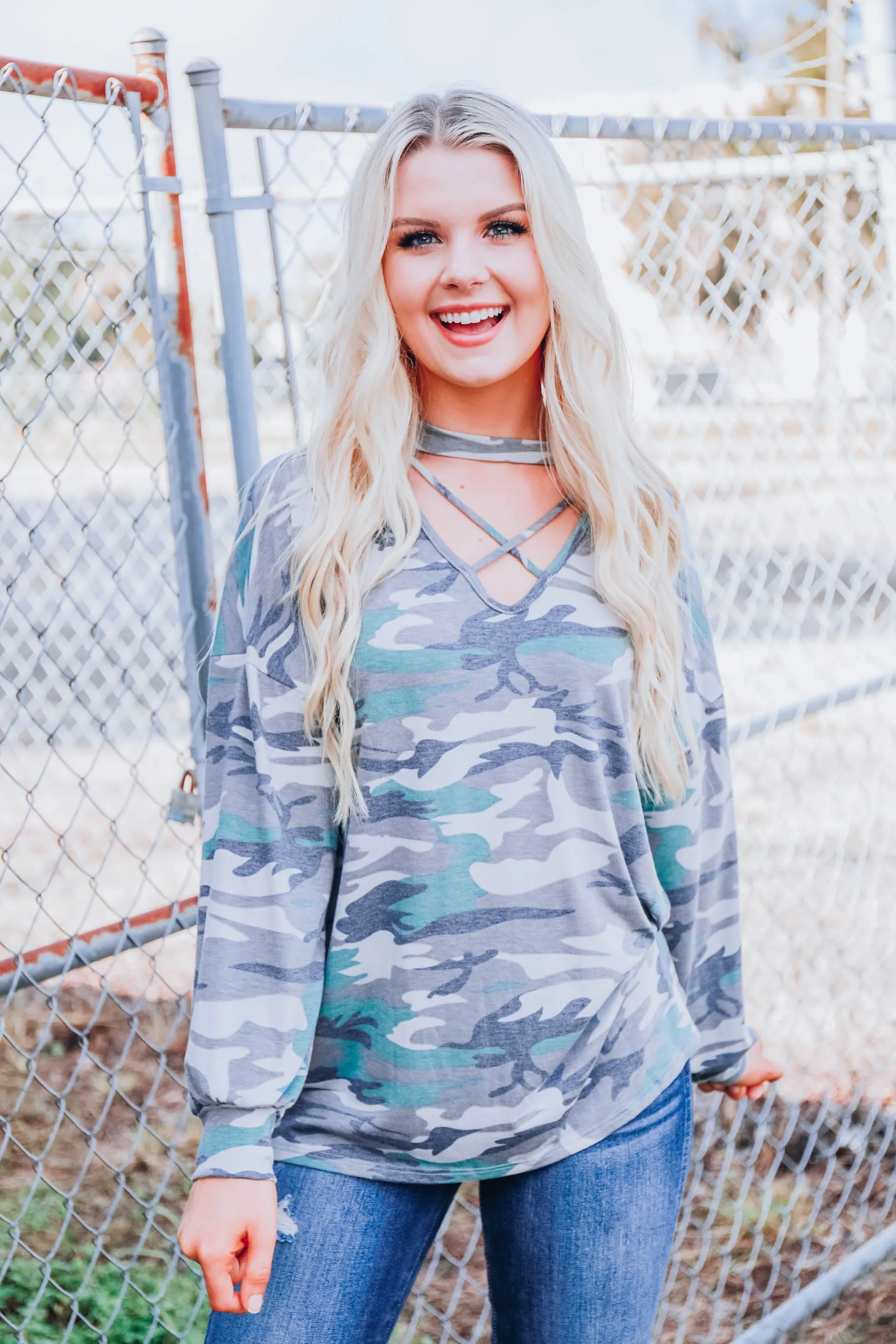 Bring On The Camo Top S-3X - 0live