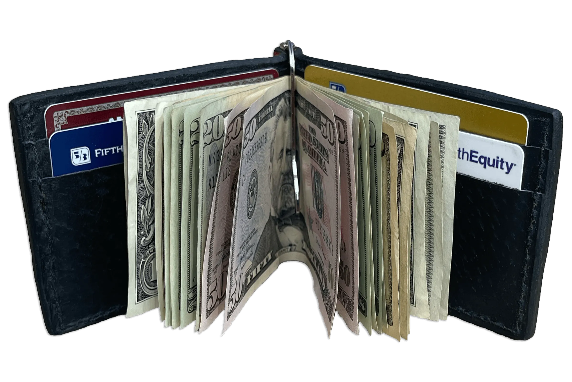 Brown Shark Bifold Slim Profile Wallet With Money Clip