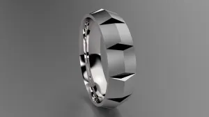 Brushed Sterling Silver 6mm Knife Edge with Segments Wedding Band