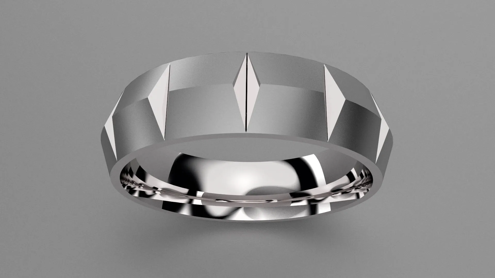 Brushed Sterling Silver 6mm Knife Edge with Segments Wedding Band