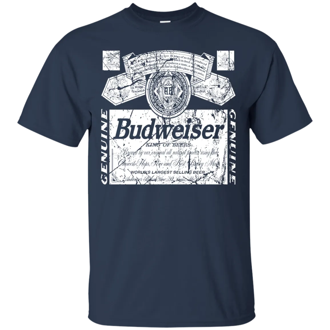 Budweiser Beer T-Shirt Custom Designed White Worn Pattern Label