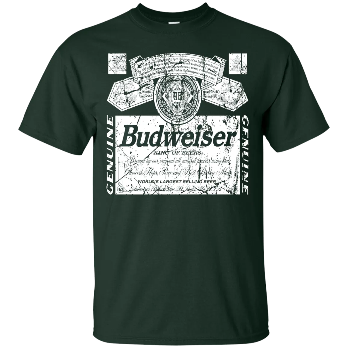 Budweiser Beer T-Shirt Custom Designed White Worn Pattern Label