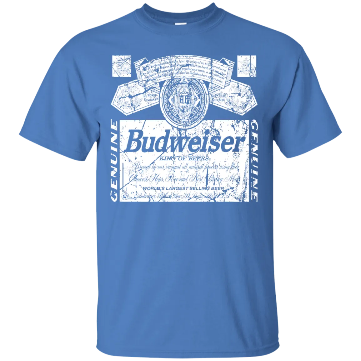 Budweiser Beer T-Shirt Custom Designed White Worn Pattern Label
