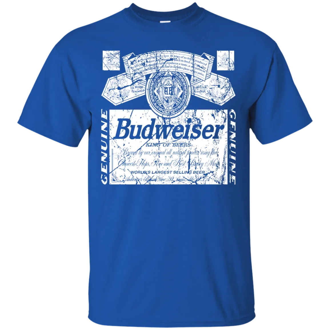 Budweiser Beer T-Shirt Custom Designed White Worn Pattern Label