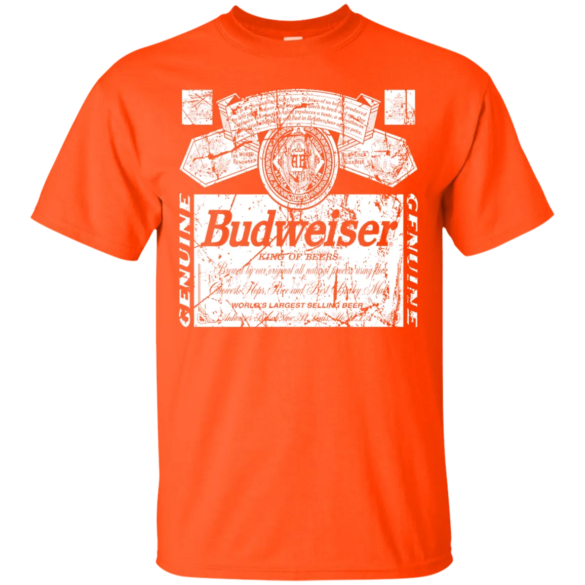 Budweiser Beer T-Shirt Custom Designed White Worn Pattern Label