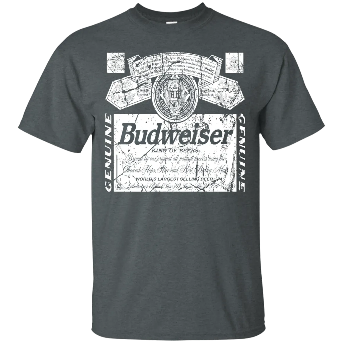 Budweiser Beer T-Shirt Custom Designed White Worn Pattern Label