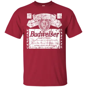 Budweiser Beer T-Shirt Custom Designed White Worn Pattern Label