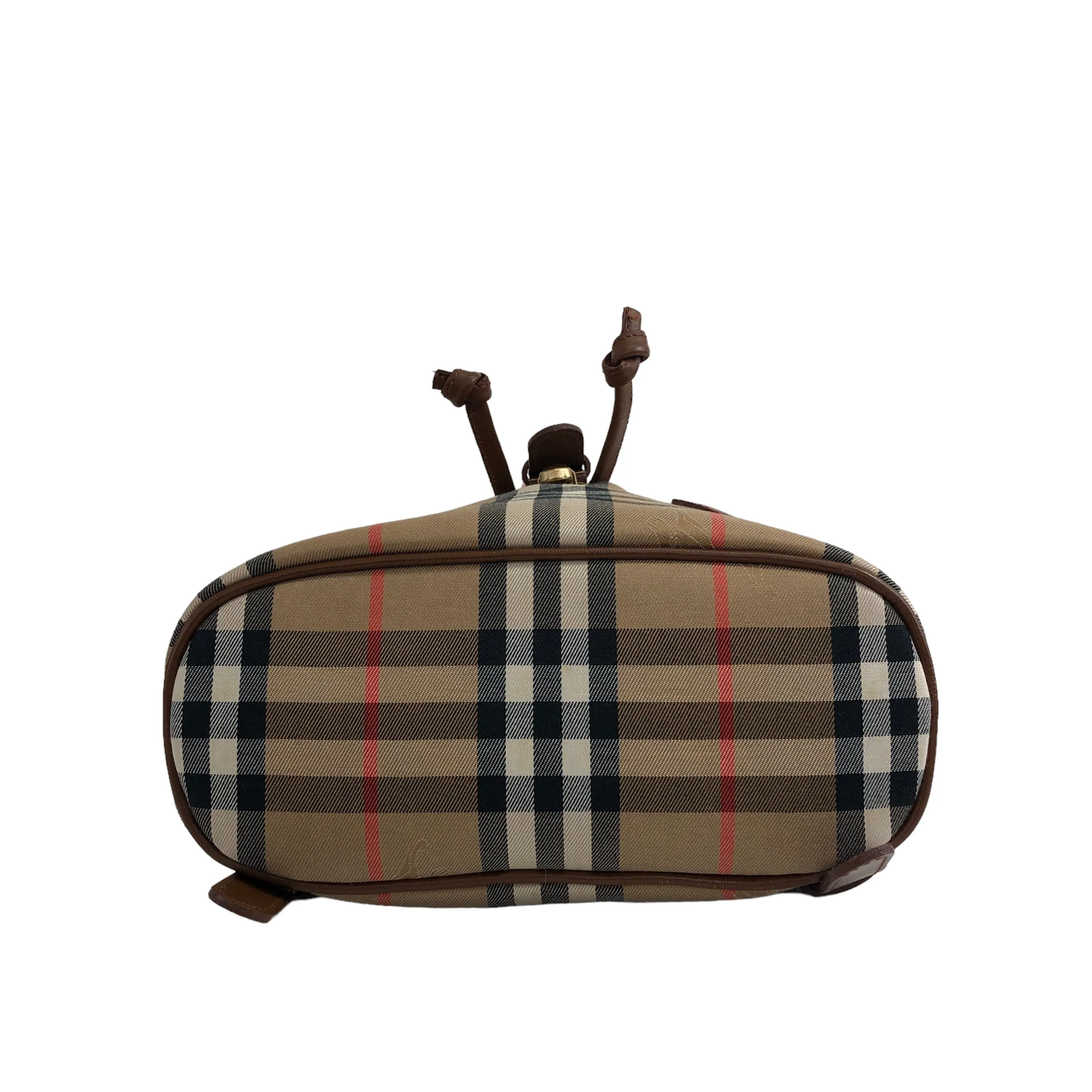 BURBERRY Classic Check Front Buckle Canvas Leather Backpack Beige Vintage x6idrn