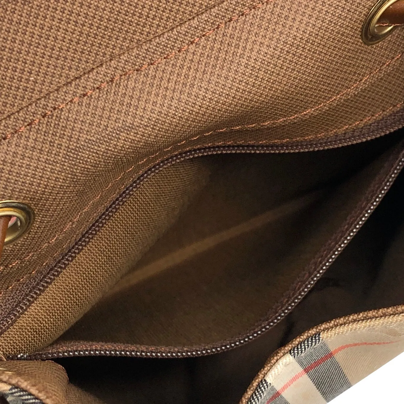 BURBERRY Classic Check Front Buckle Canvas Leather Backpack Beige Vintage x6idrn