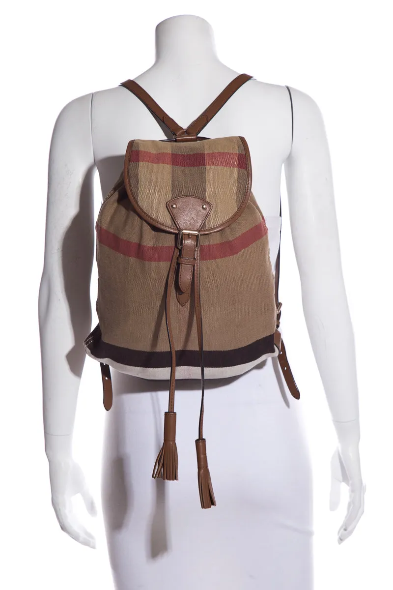 Burberry Nova Plaid Canvas Backpack