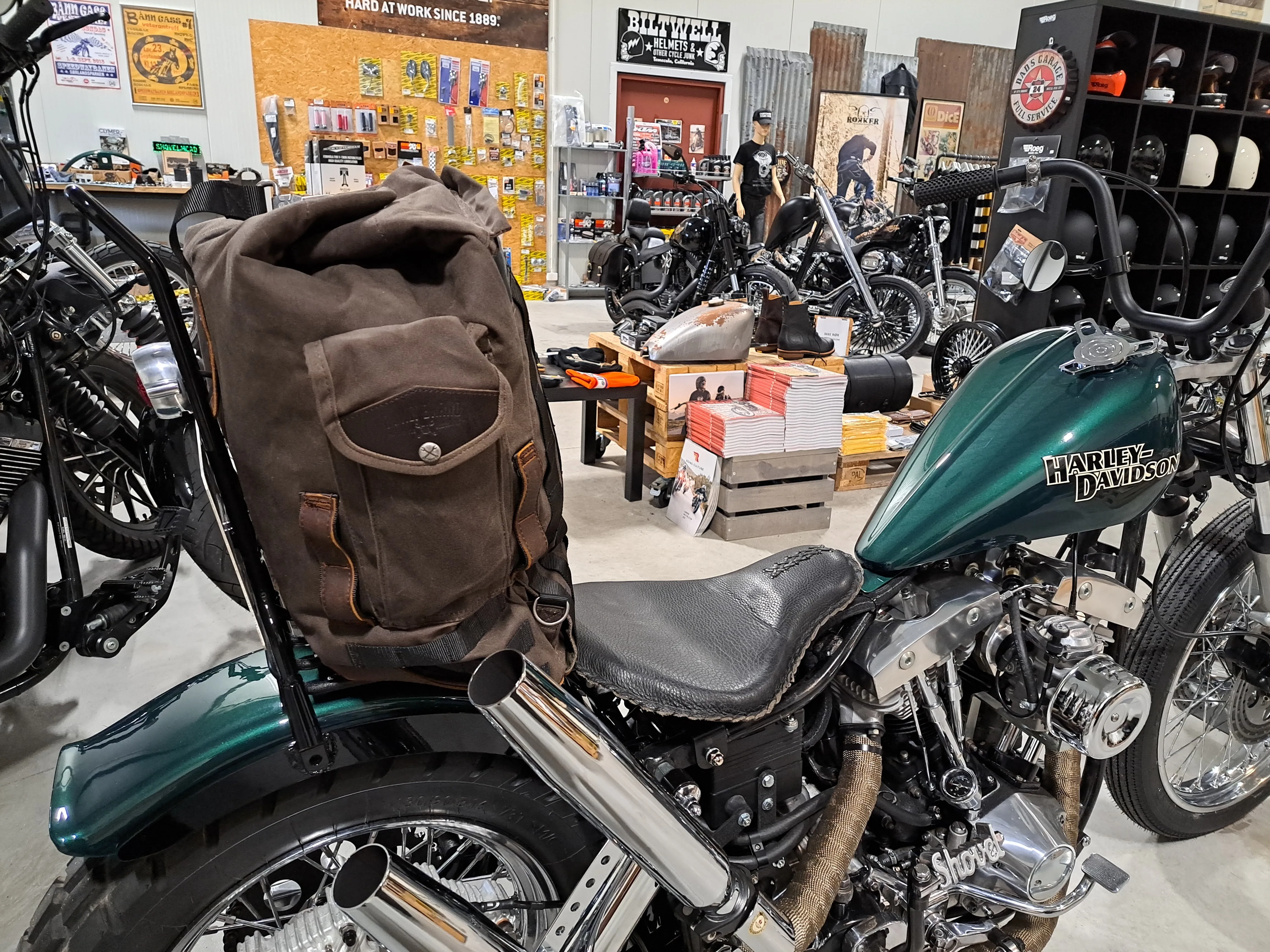 BURLY VOYAGER SISSY BAR BACKPACK DARK OAK