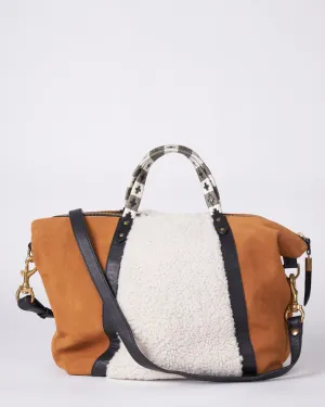 burnt sienna and shearling dylan holdall - burnt sienna