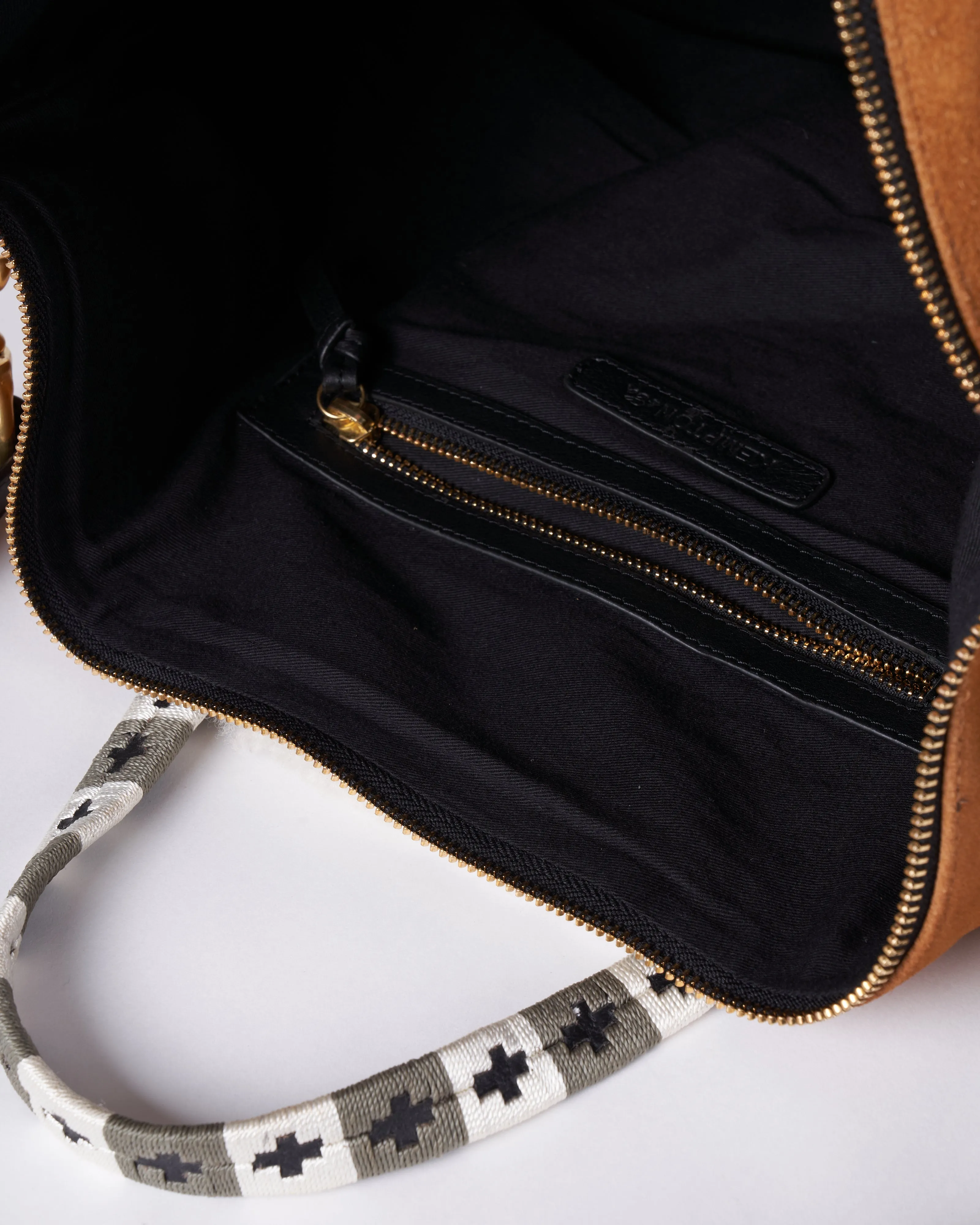 burnt sienna and shearling dylan holdall - burnt sienna