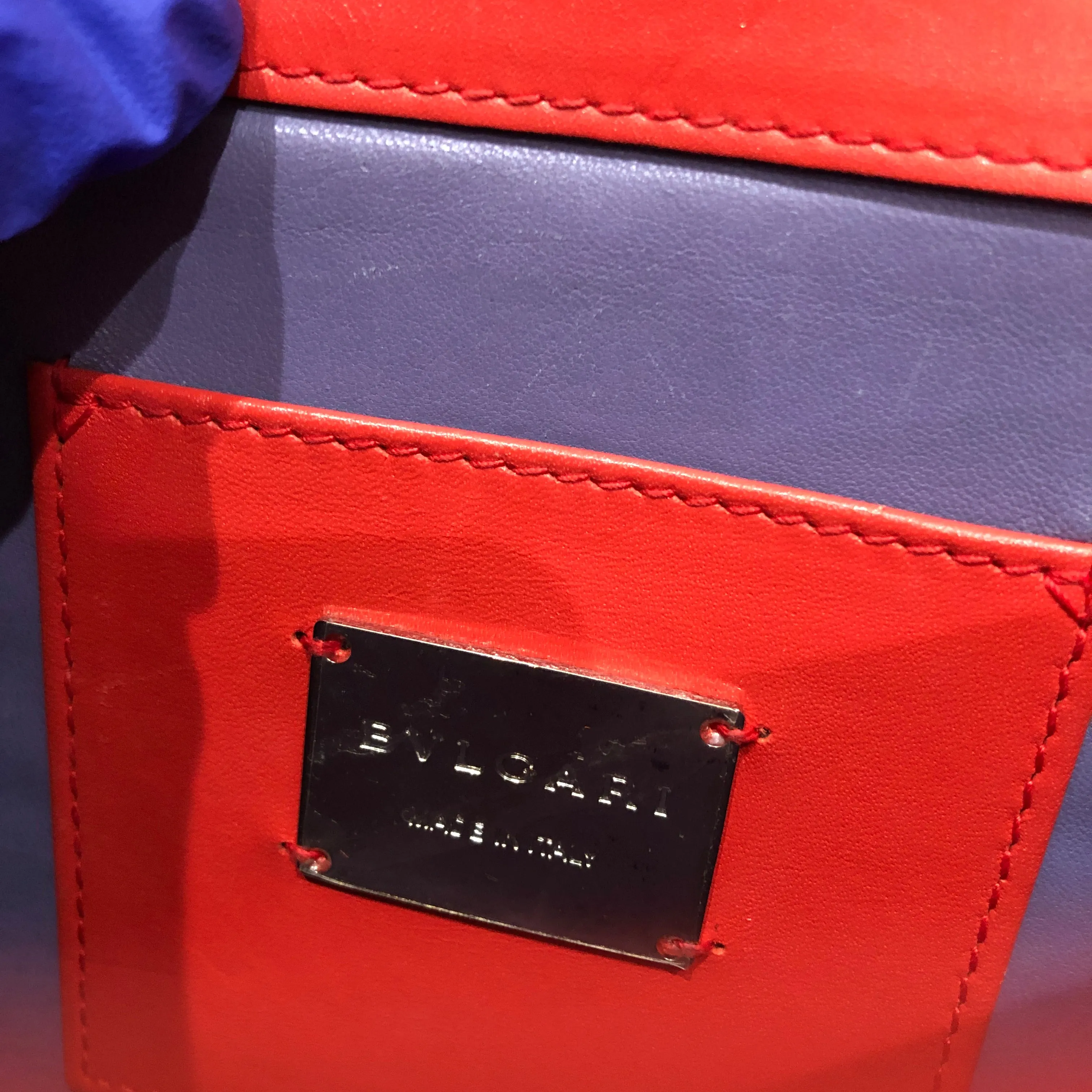 Bvlgari Orange Red Stingray Shoulder Bag Sku# 81922