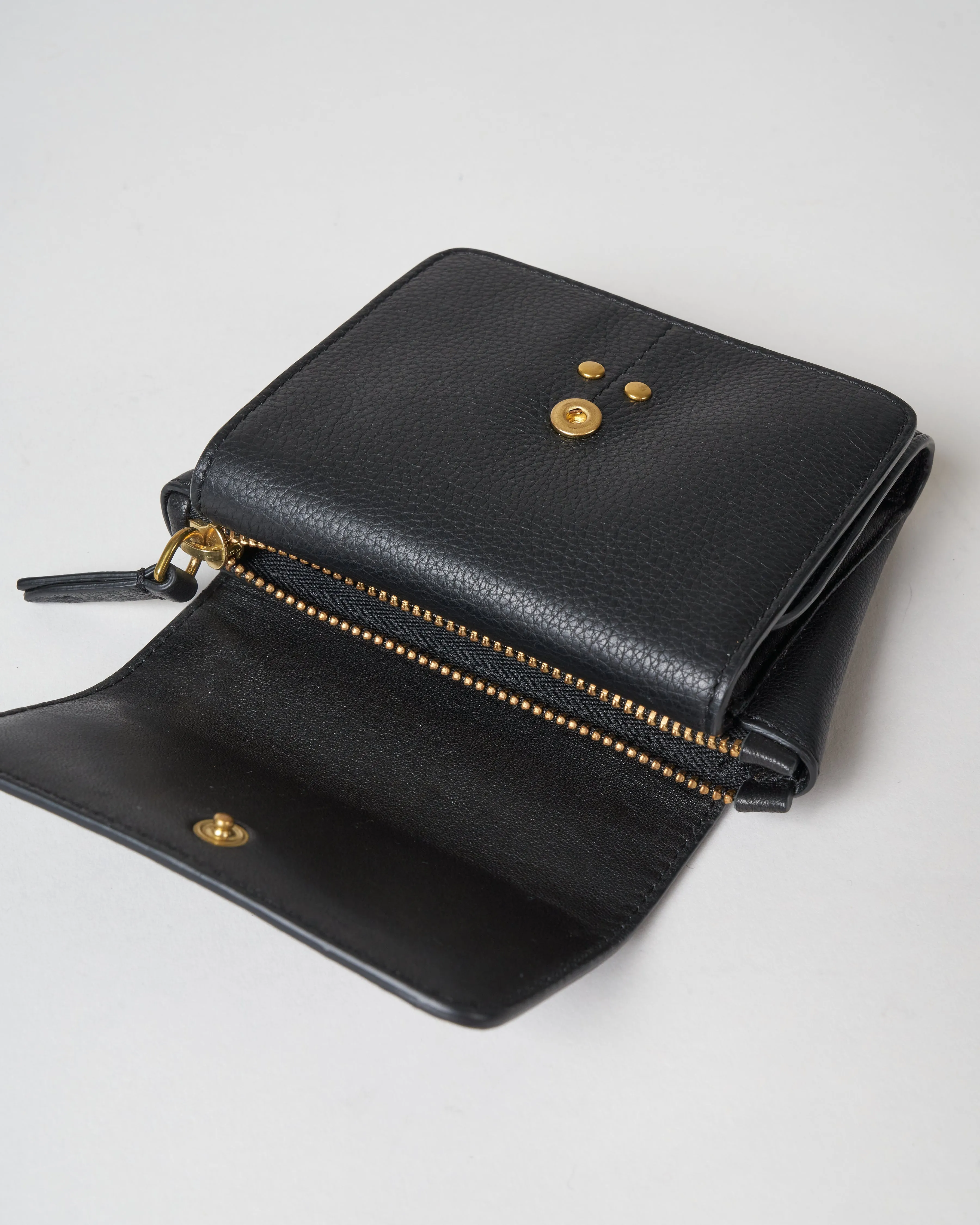 calfskin wallet - noir/brass