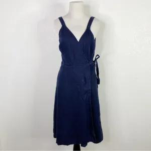 Calypso St. Barth Navy Blue 100% Linen Ivara Wrap Dress