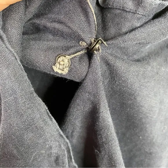 Calypso St. Barth Navy Blue 100% Linen Ivara Wrap Dress