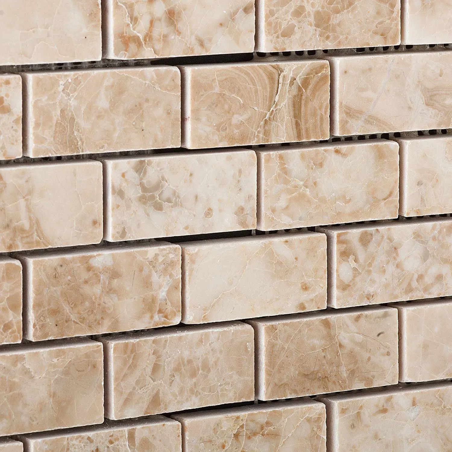 Cappuccino Marble 1 X 2 Brick Polished Mosaic Tile - Box of 5 Sheets