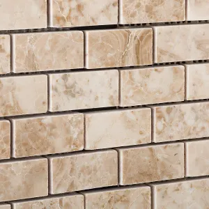 Cappuccino Marble 1 X 2 Brick Polished Mosaic Tile - Box of 5 Sheets