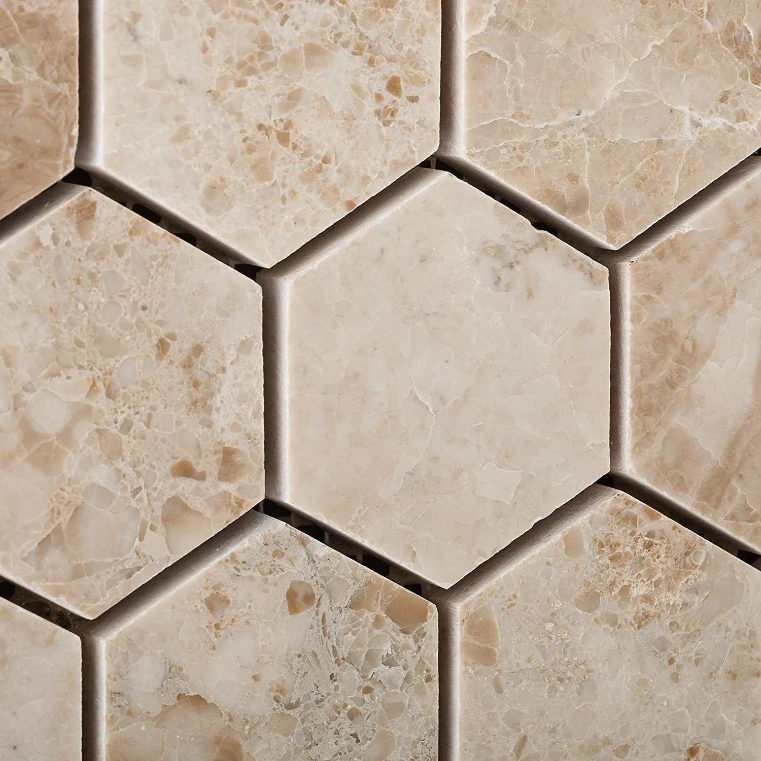 Cappuccino Marble Polished 2-inch Hexagon Mosaic Tile - Lot of 50 sq .ft.