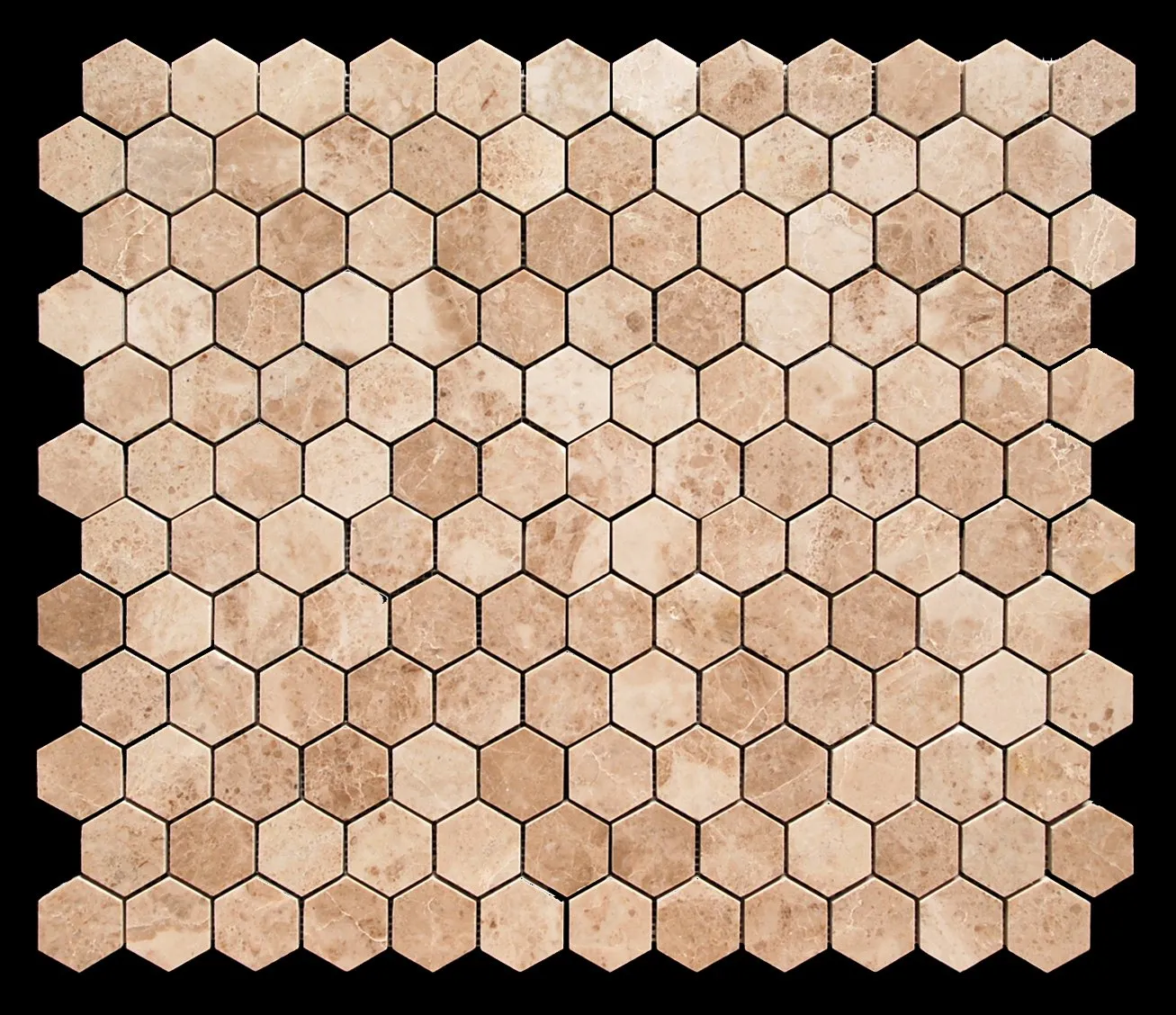 Cappuccino Marble Polished 2-inch Hexagon Mosaic Tile - Lot of 50 sq .ft.