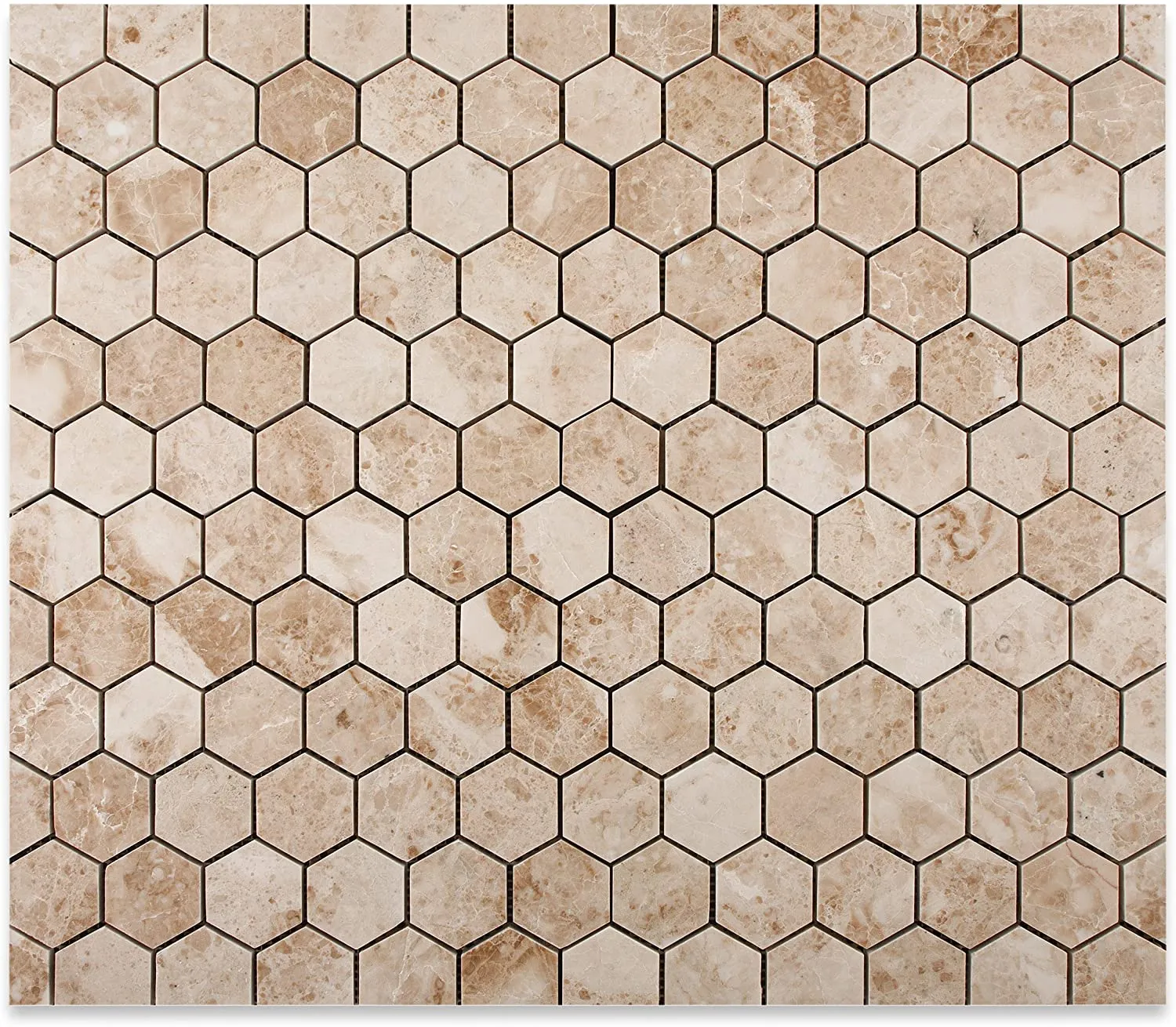 Cappuccino Marble Polished 2-inch Hexagon Mosaic Tile - Lot of 50 sq .ft.