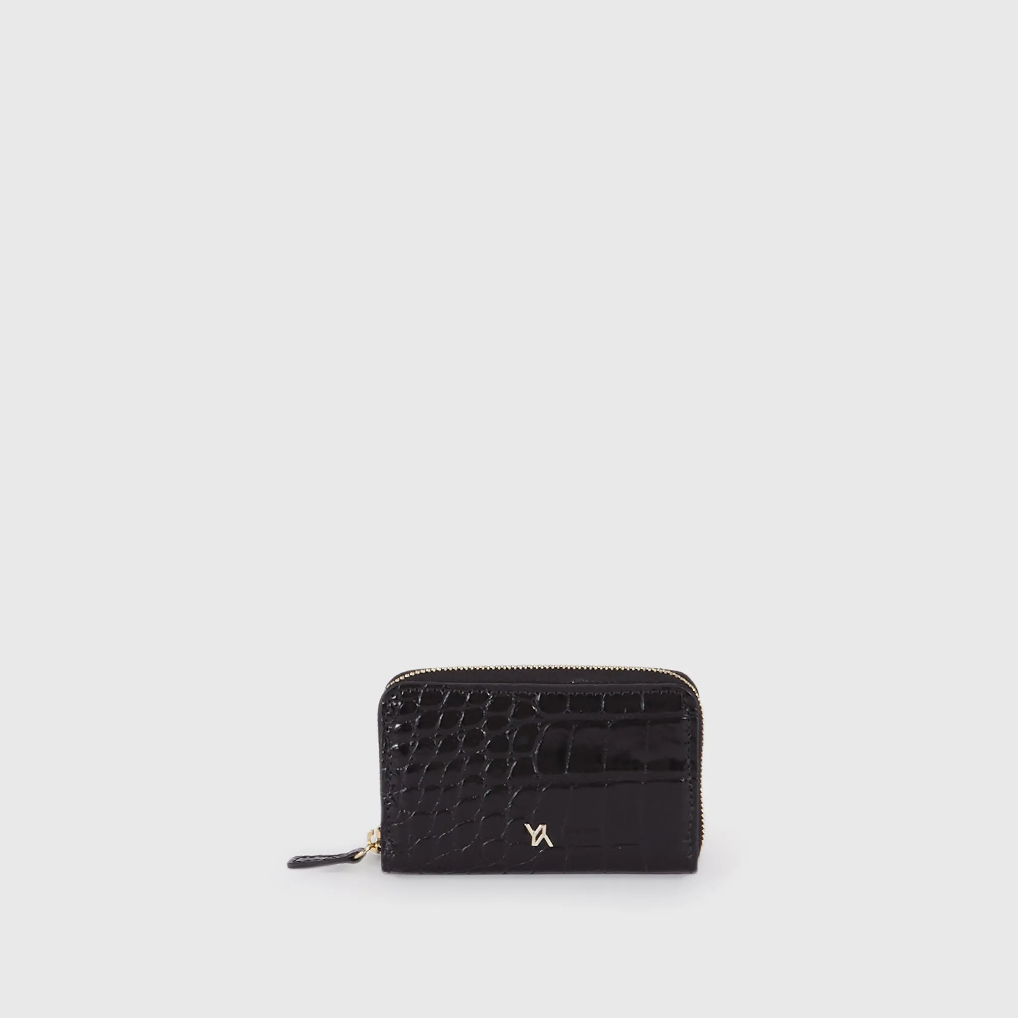 Card holder embossed croc black