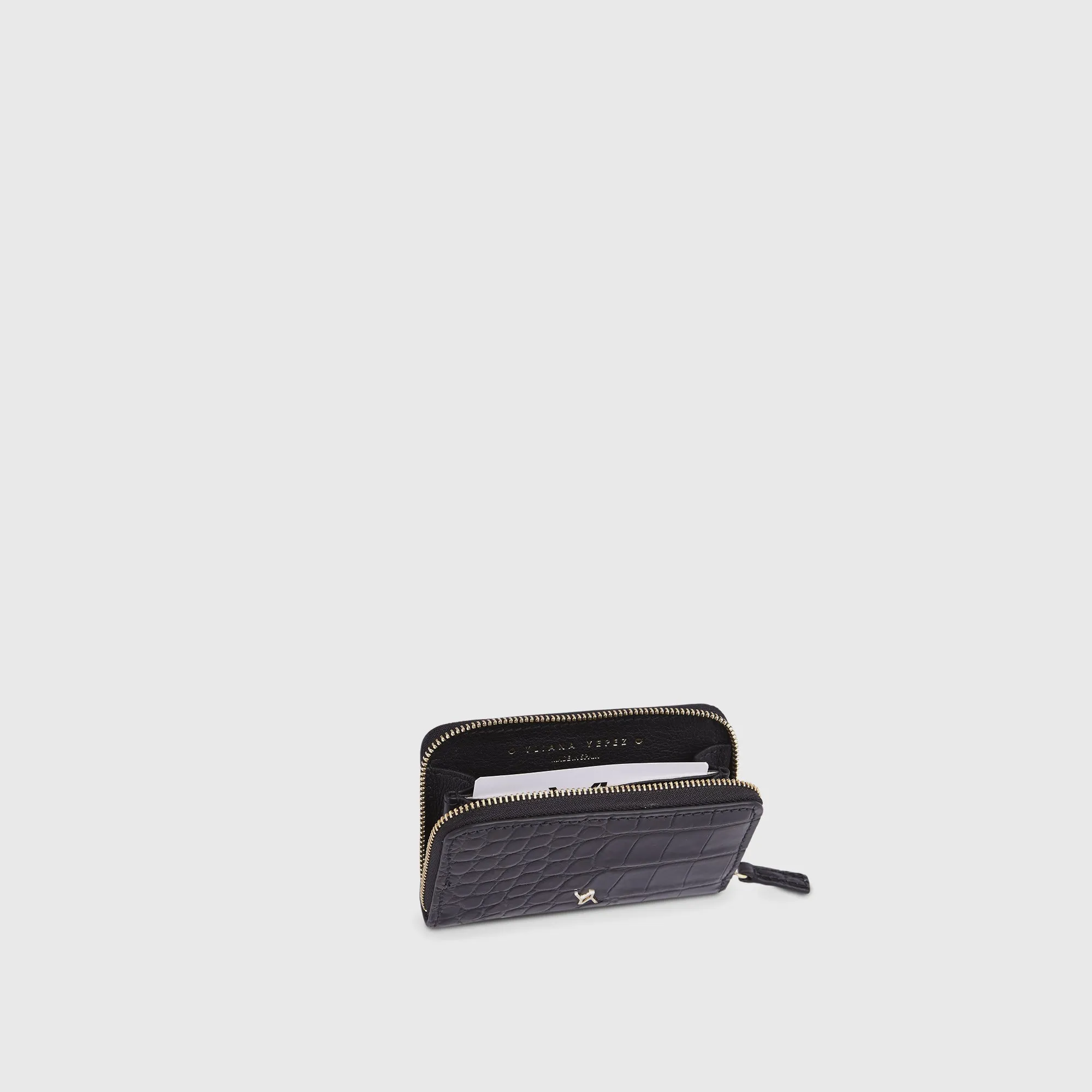 Card holder embossed croc black