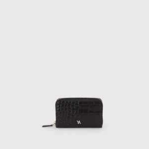 Card holder embossed croc black