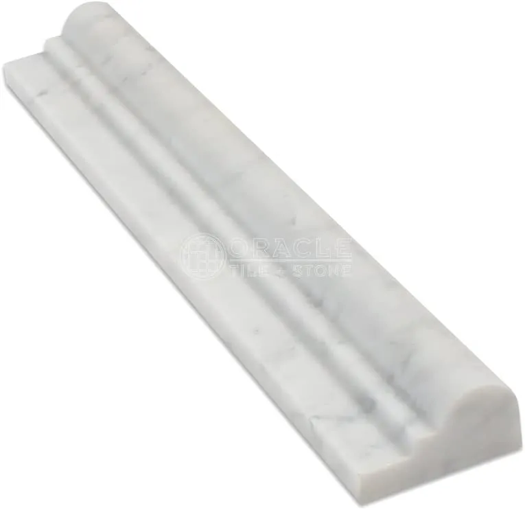 Carrara White Italian Carrera Marble Chair Rail Trim Molding 2 x 12 Polished