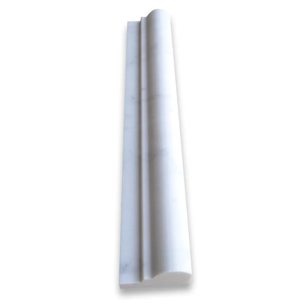 Carrara White Italian Carrera Marble Chair Rail Trim Molding 2 x 12 Polished