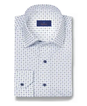 CBSM10205135 | White & Blue Neat Print Sport Shirt